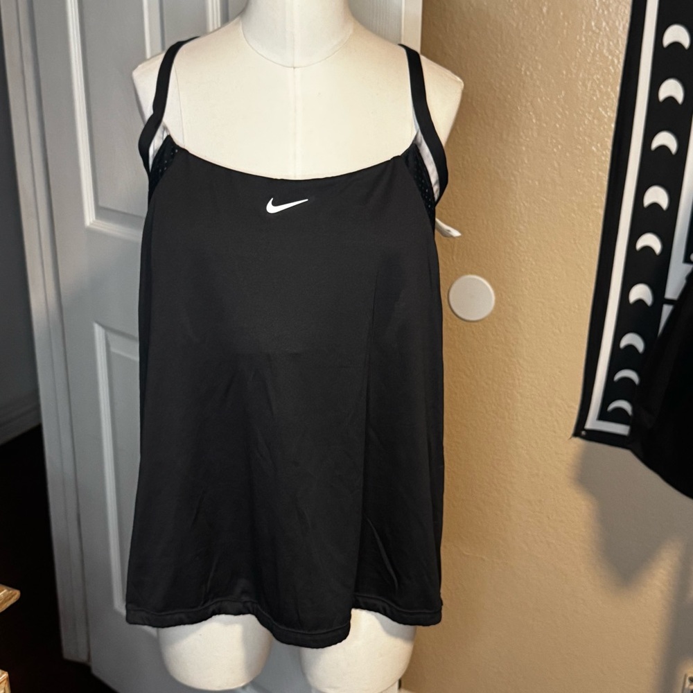 Nike Women's Black Tank Top with White Logo